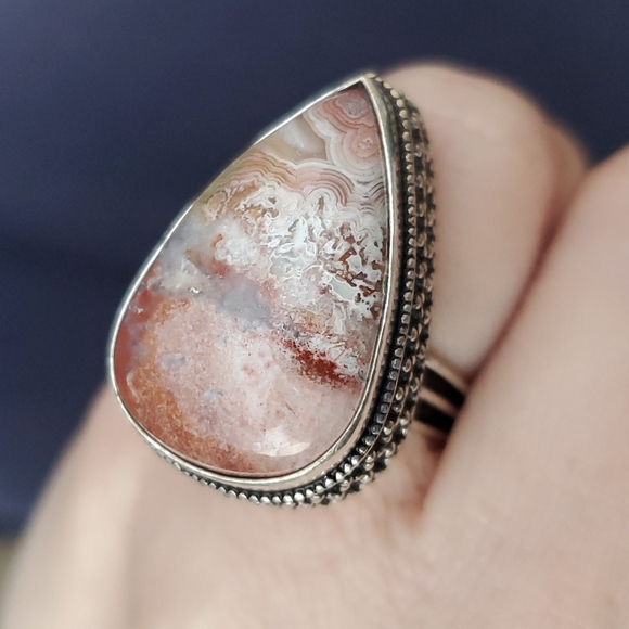 New Crazy Lace Agate 925 Silver Ring. - Picture 6 of 16